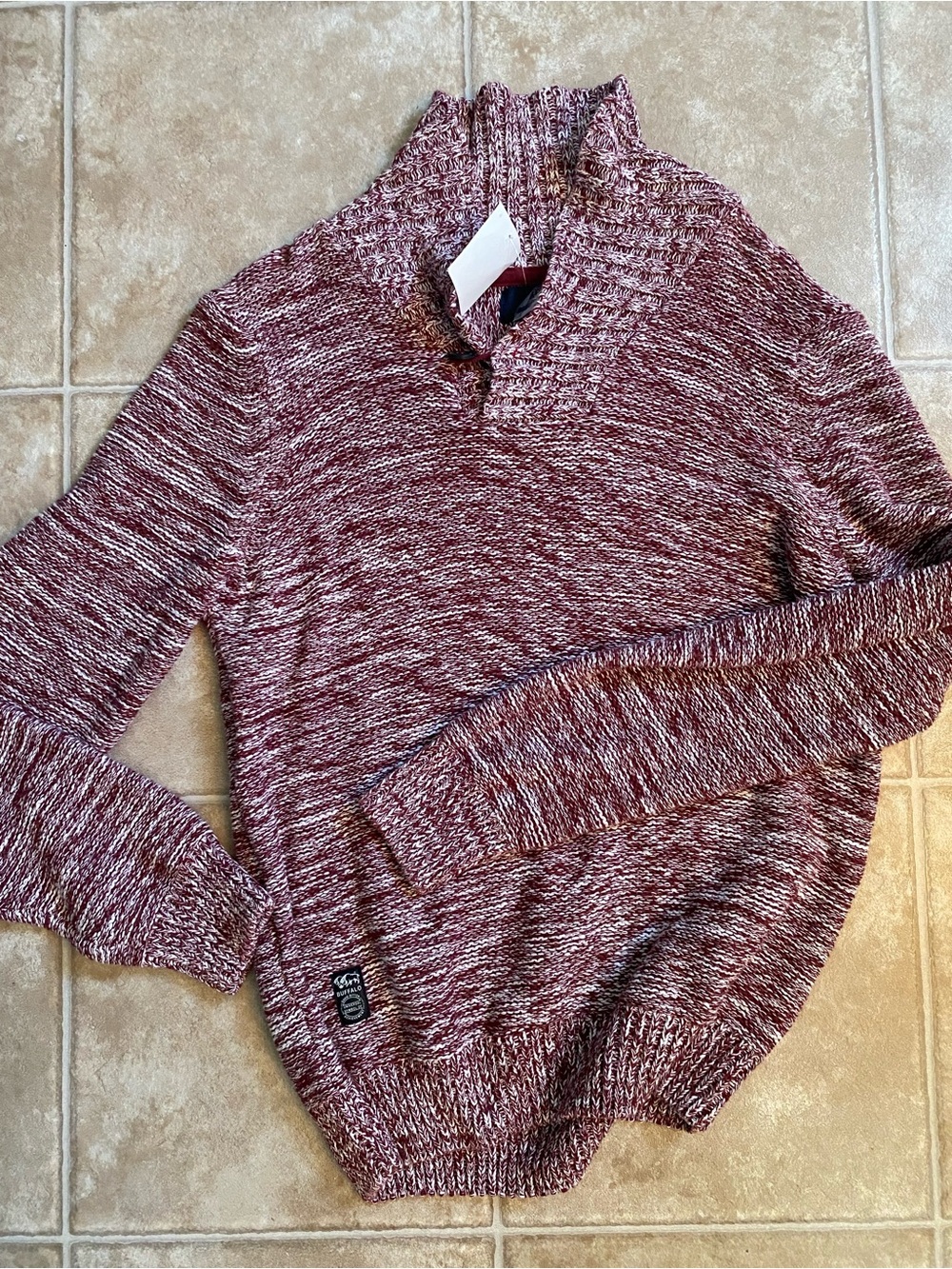 Buffalo David Bitton Men's Marled Burgundy V-Neck Pullover